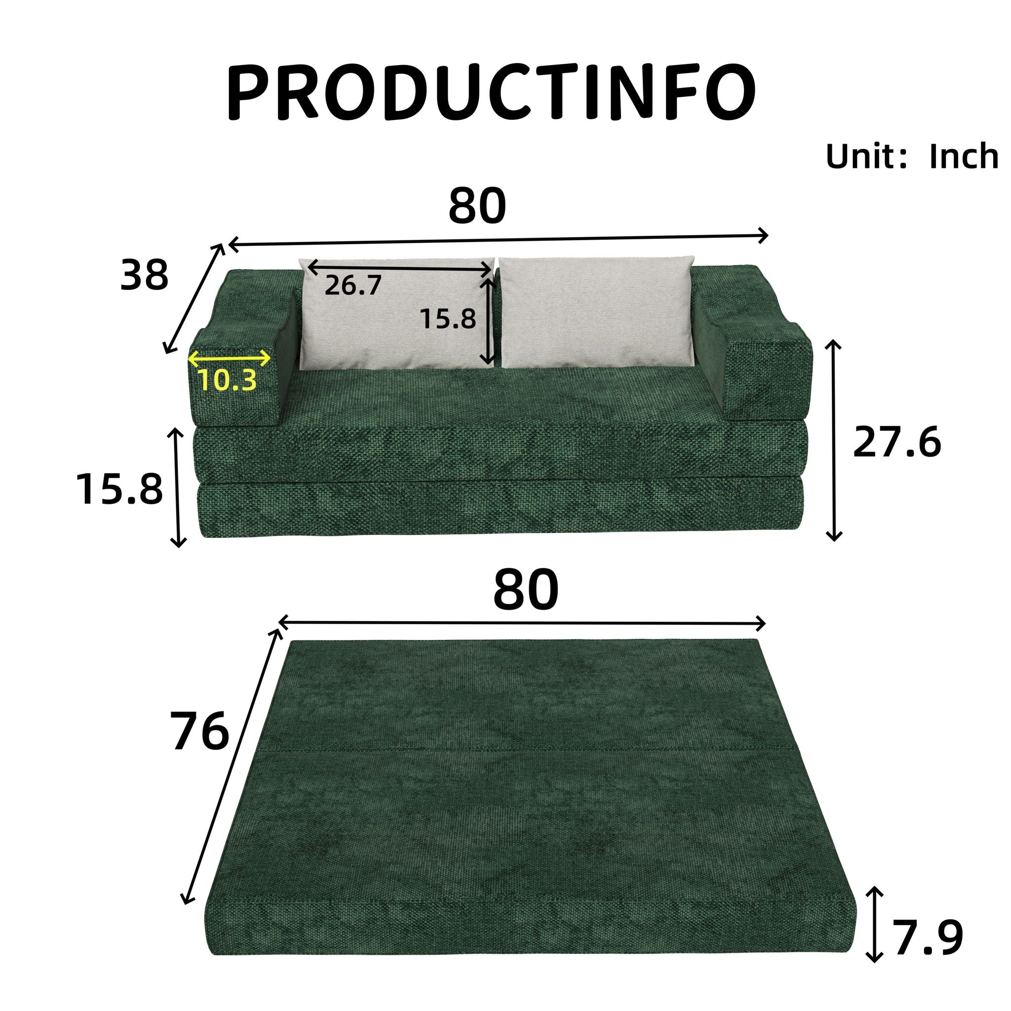 3 Seat Folding Floor Couch & King Size Bed Mattress by HouseOfZazla