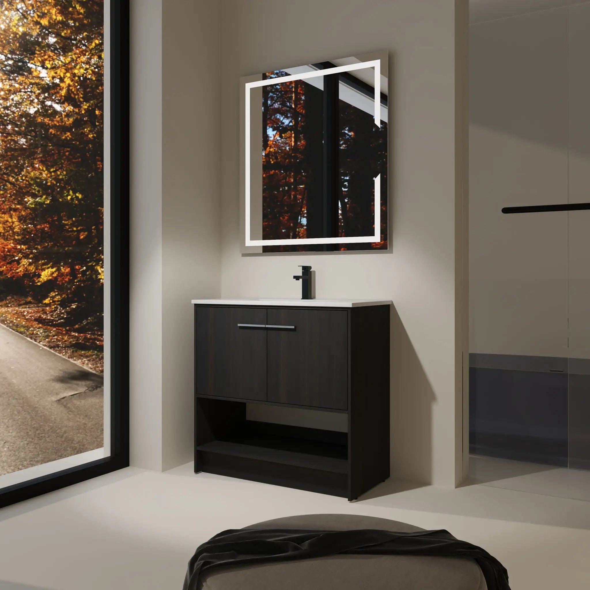 Modern Bathroom Vanity With Ceramic Sink, Freestanding Cabinet, Soft Closing Doors by Unique Piece Furniture