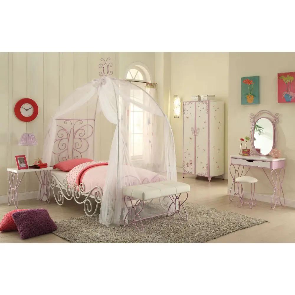 Priya II - Full Bed With Canopy - White & Light Synthetic Leather Rple by Unique Piece Furniture