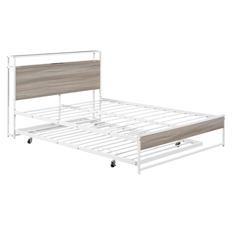 Platform Bed Frame With Trundle, USB Ports And Slat Support, No Box Spring Needed by Unique Piece Furniture