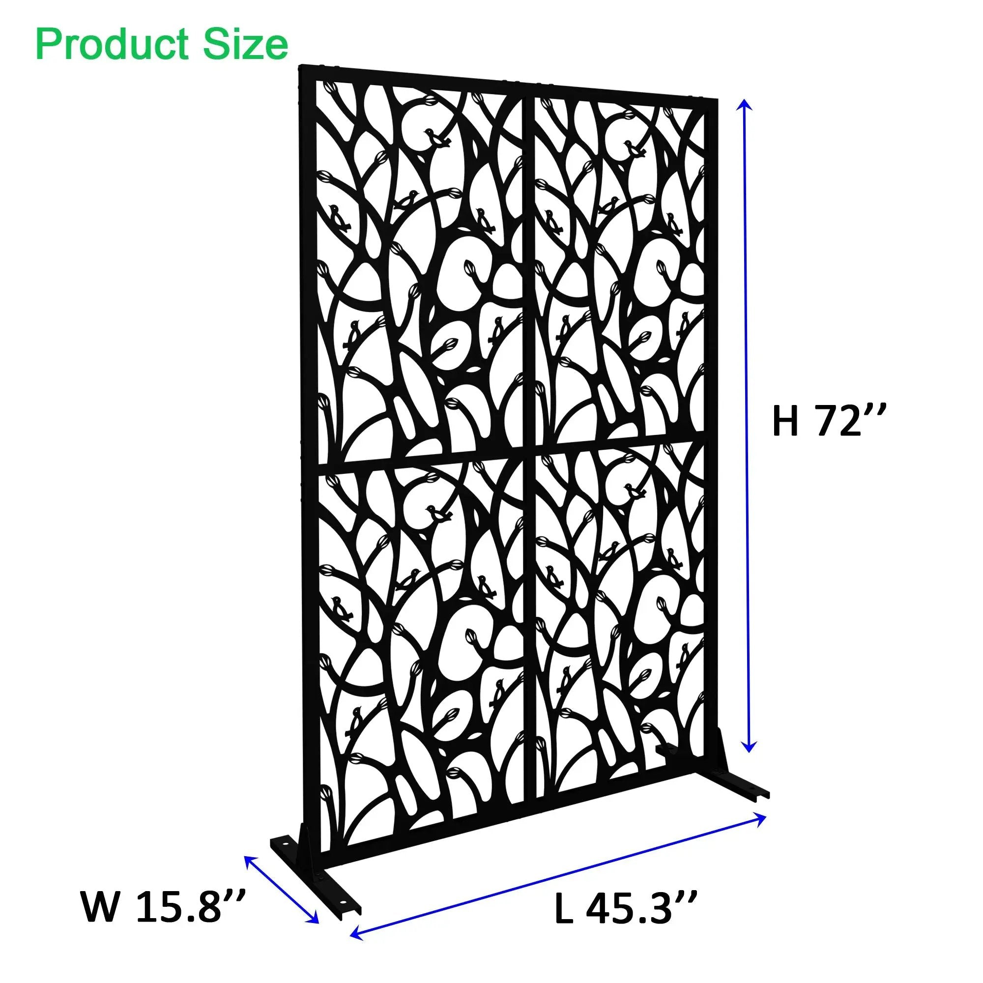 Metal Privacy Screen 3.8 Ft W x 6 Ft H Indoor Outdoor Divider by HouseOfZazla