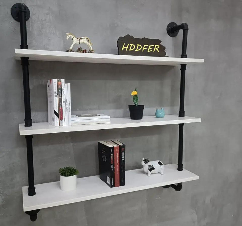 HDDFER Floating Bookshelf Shelves Industrial Pipe Shelving Pipe Shelves Rustic White Wall Shelves 36 Inch Farmhouse Book Shelves for Kitchen Bar,Bathr by Selzalot