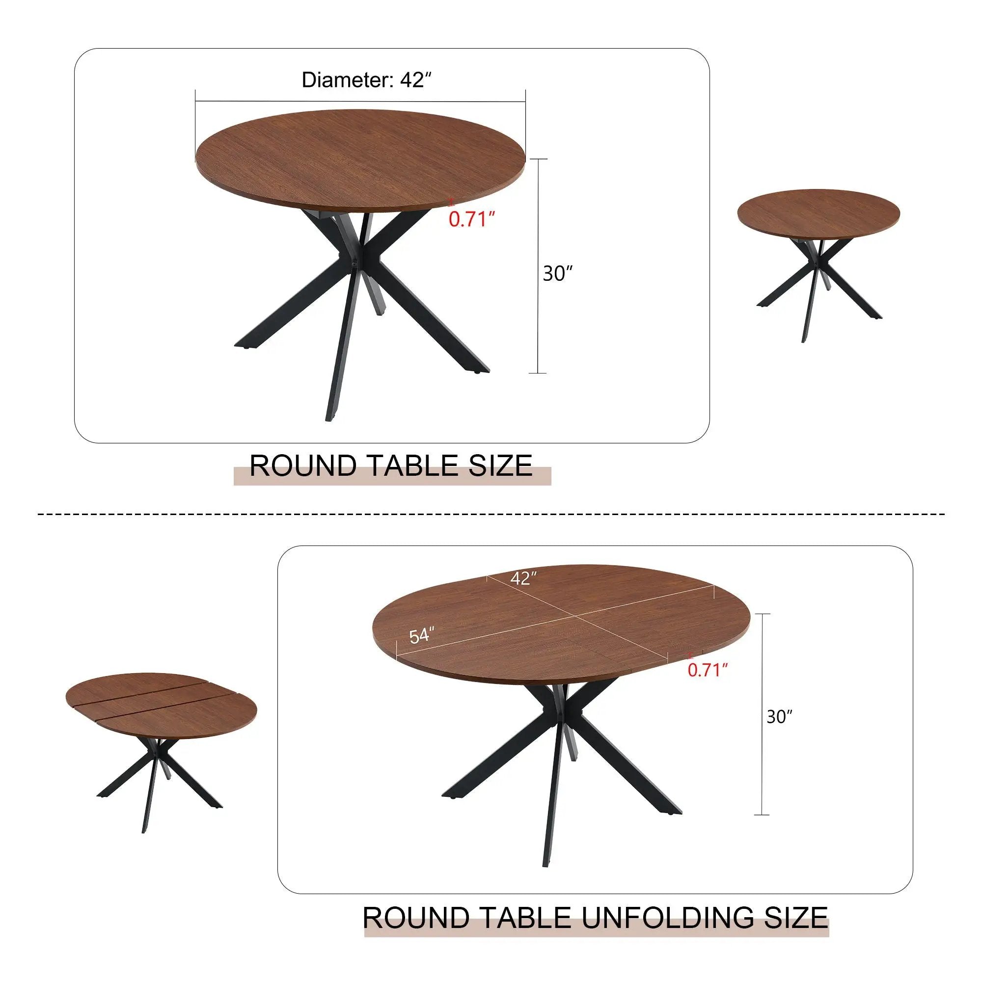 Extendable Round Dining Table - Walnut by Unique Piece Furniture