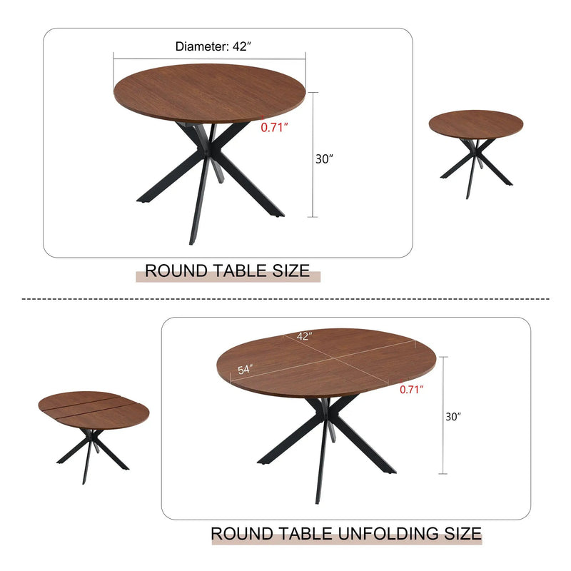 Extendable Round Dining Table - Walnut by Unique Piece Furniture