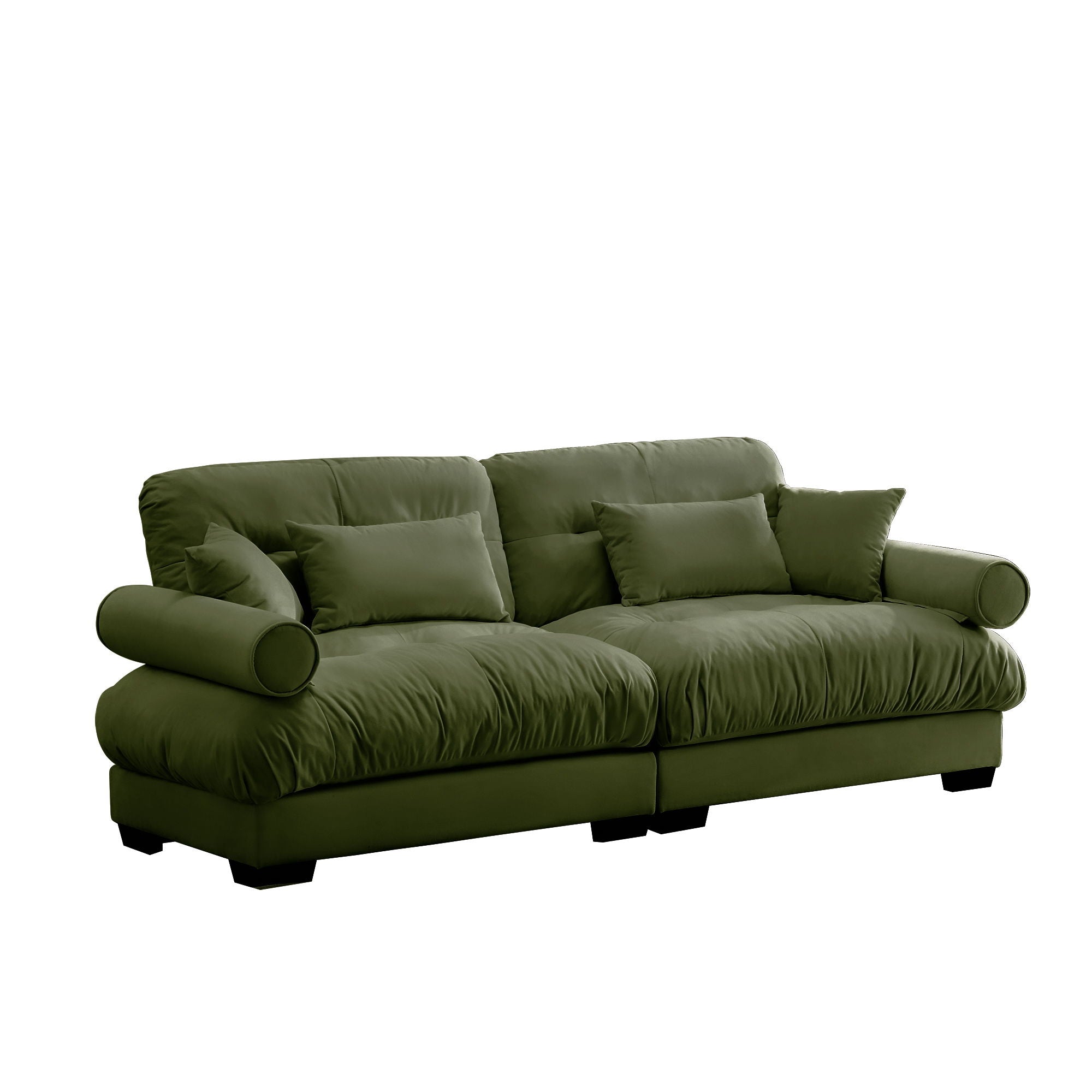 Modern Sofa With Bolstered Armrests And Pillows by Unique Piece Furniture