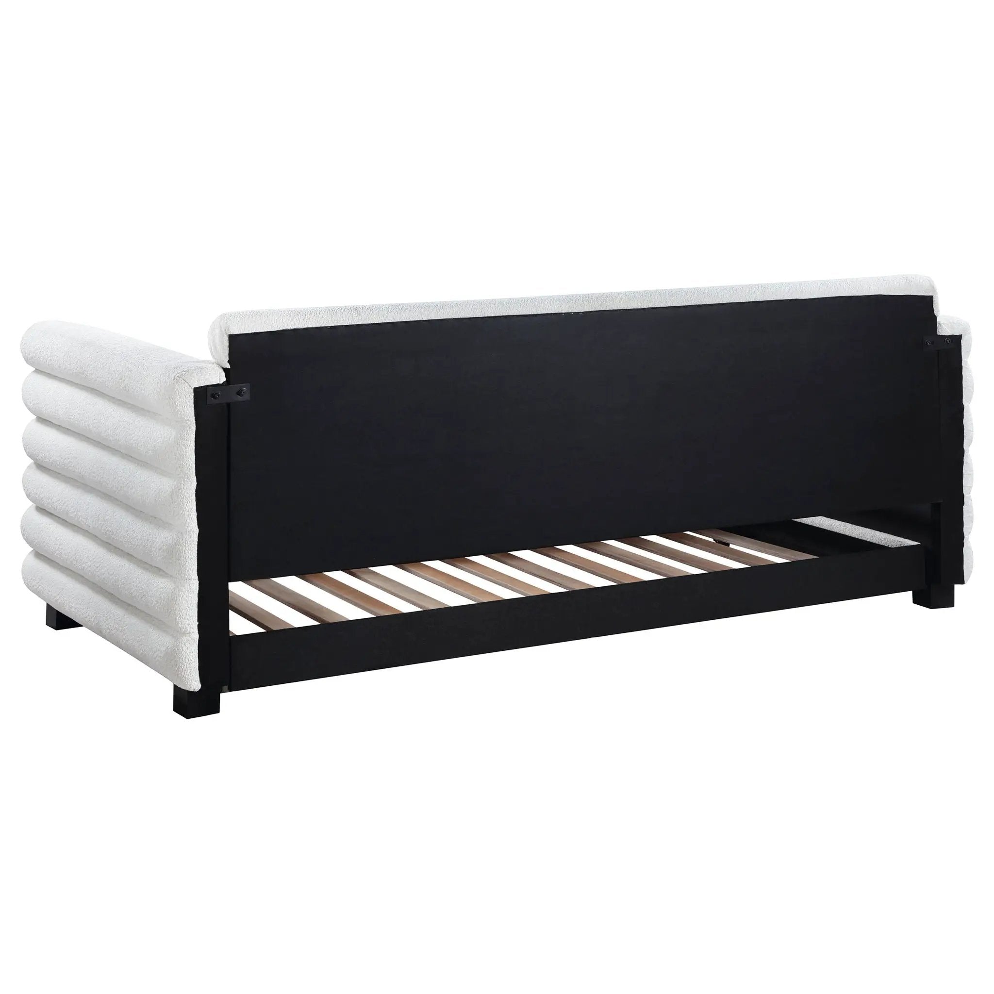 Patricia Boucle Upholstered Twin Day Bed with Trundle White by Unique Piece Furniture