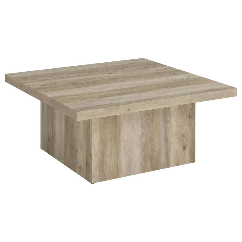 Devar Square Engineered Wood Coffee Table Distressed Pine by Unique Piece Furniture