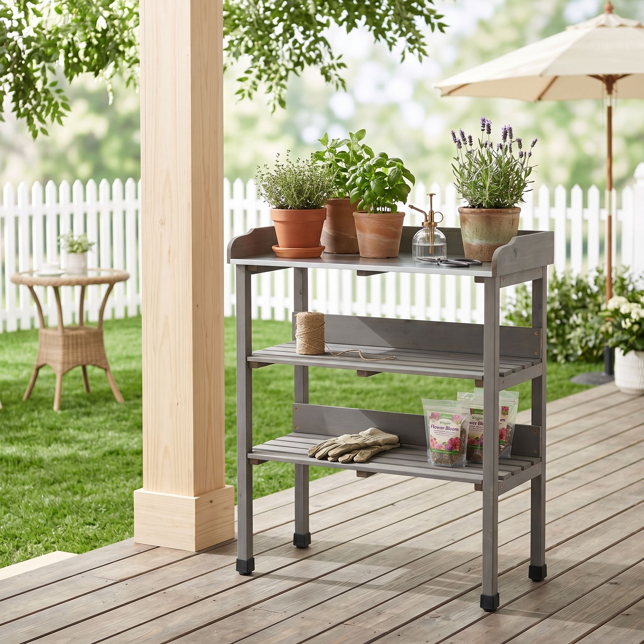 Outdoor Potting Table, 3 Tier Workbench by HouseOfZazla