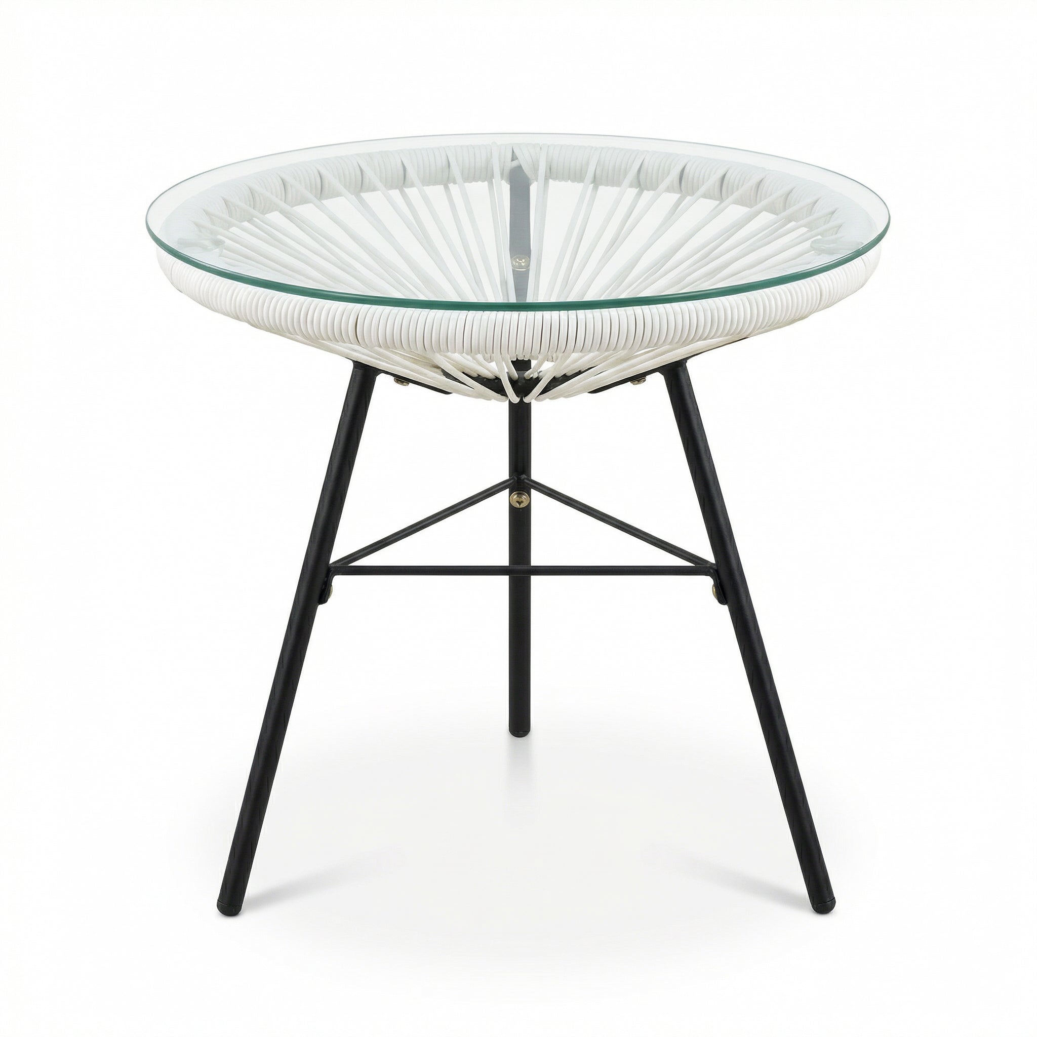 Nusa Outdoor Synthetic Wicker Glass-Top Side Table by HouseOfZazla