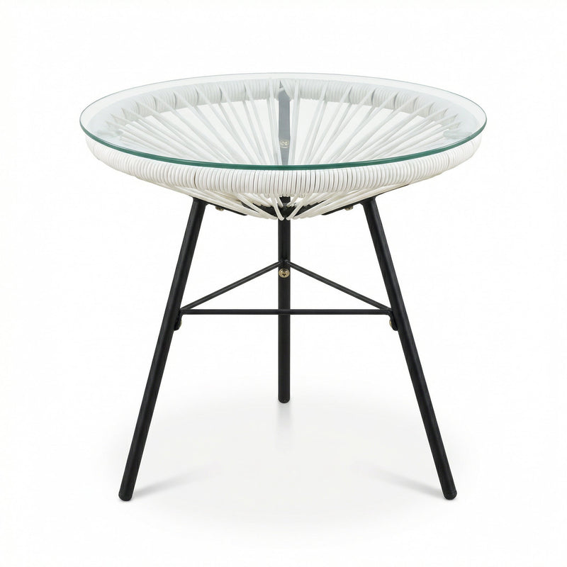 Nusa Outdoor Synthetic Wicker Glass-Top Side Table by HouseOfZazla