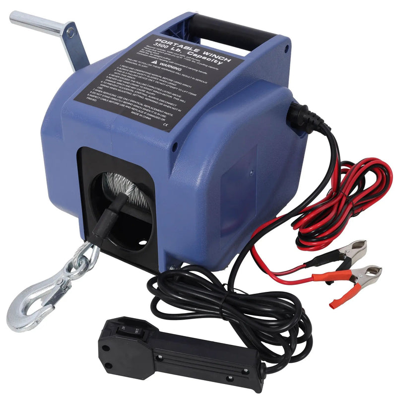 Reversible Electric 12V Trailer Winch For Boats Up To 5000 Lbs, Galvanized Wire Rope Casing - Blue by HouseOfZazla