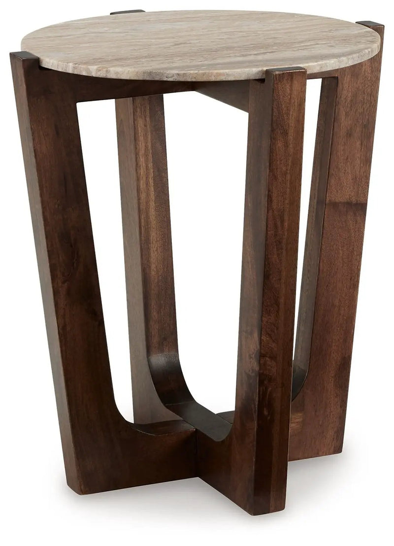 Tanidore - Round End Table - Warm Brown by Unique Piece Furniture