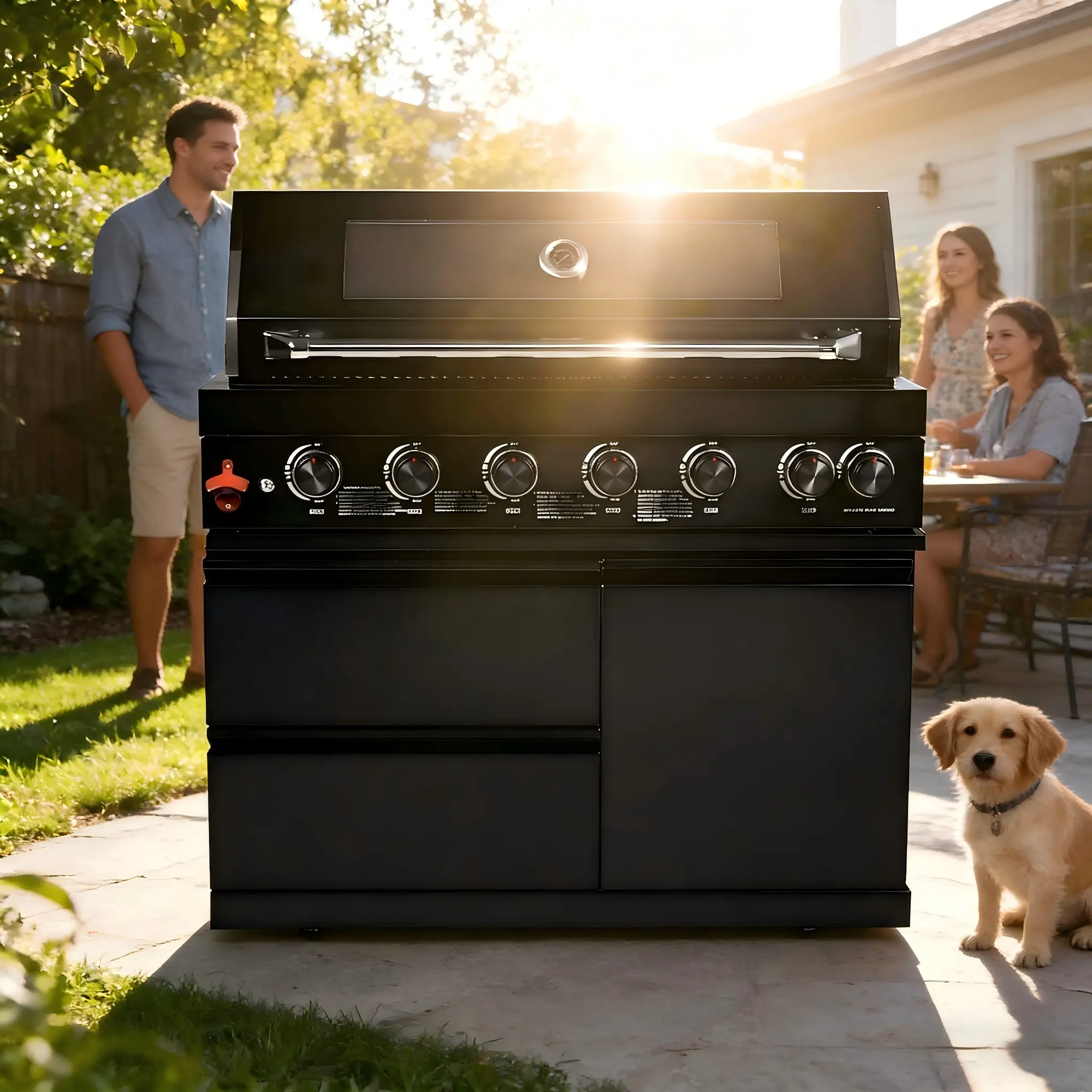 43" Black Six Burners Outdoor Kitchen Island Grill by Chery Industrial