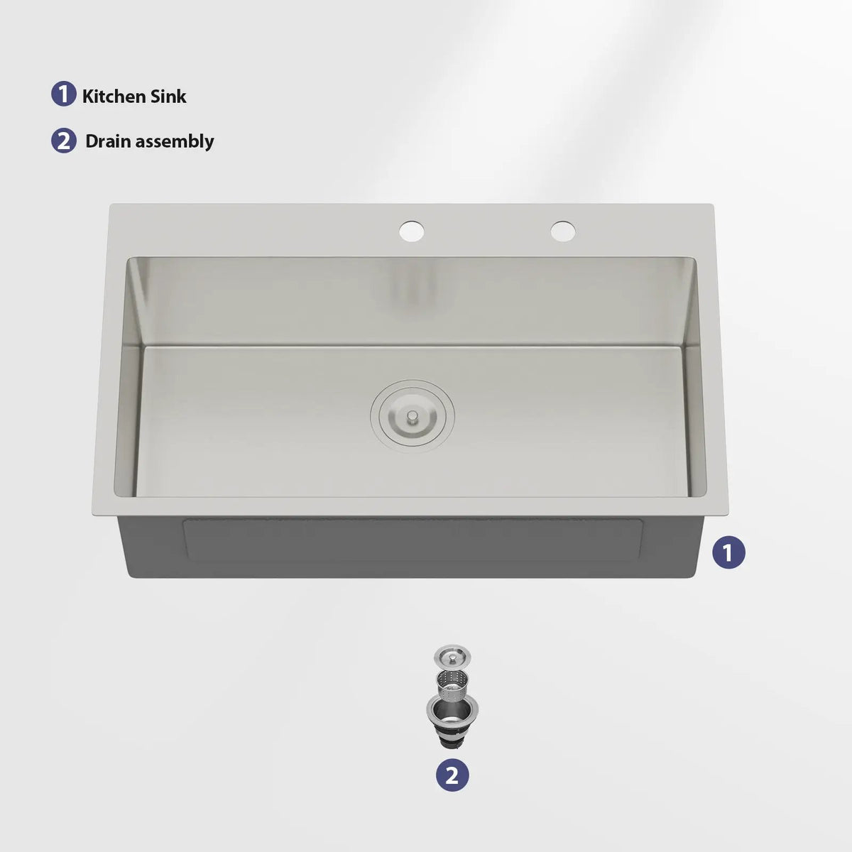 33 Inch Topmount Sink - Stainless Steel Kitchen Sink by HouseOfZazla