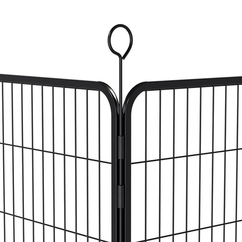 Dog Playpen, 16 Panels Pet Exercise Pen Indoor / Outdoor Fence With Anti Skid Base - Black by HouseOfZazla