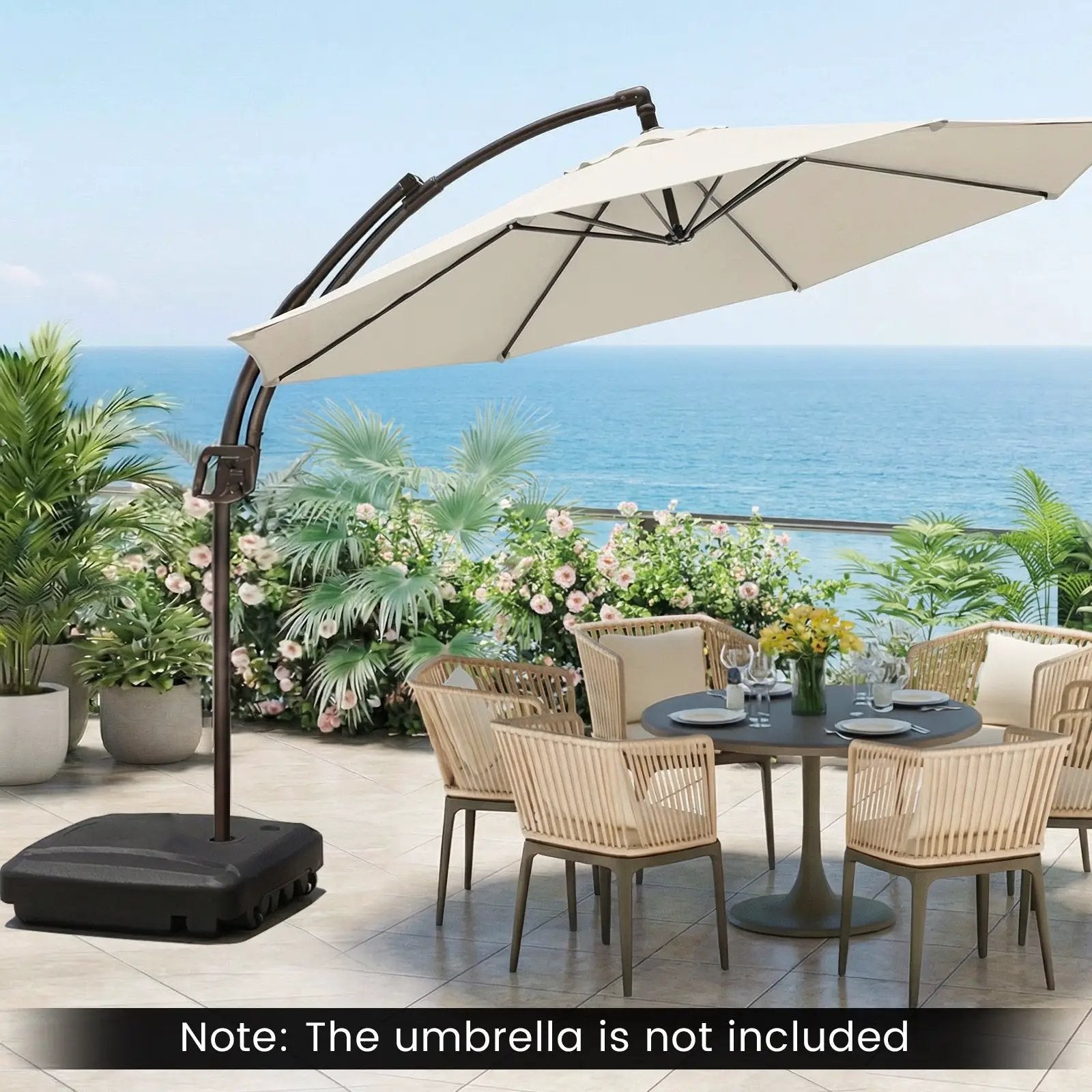 225 LBS Cantilever Patio Umbrella Base with Wheels and Crossed Base by DirectDeals