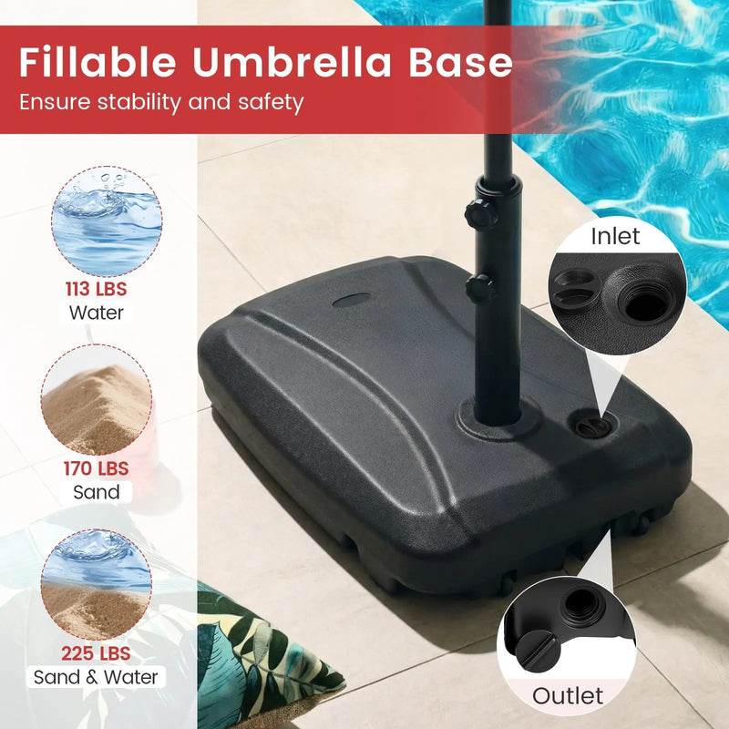 225 LBS Cantilever Patio Umbrella Base with Wheels and Crossed Base by DirectDeals