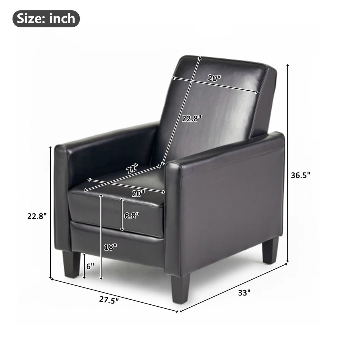 Upholstered Push Back Recliner Chair For Living Room by HouseOfZazla