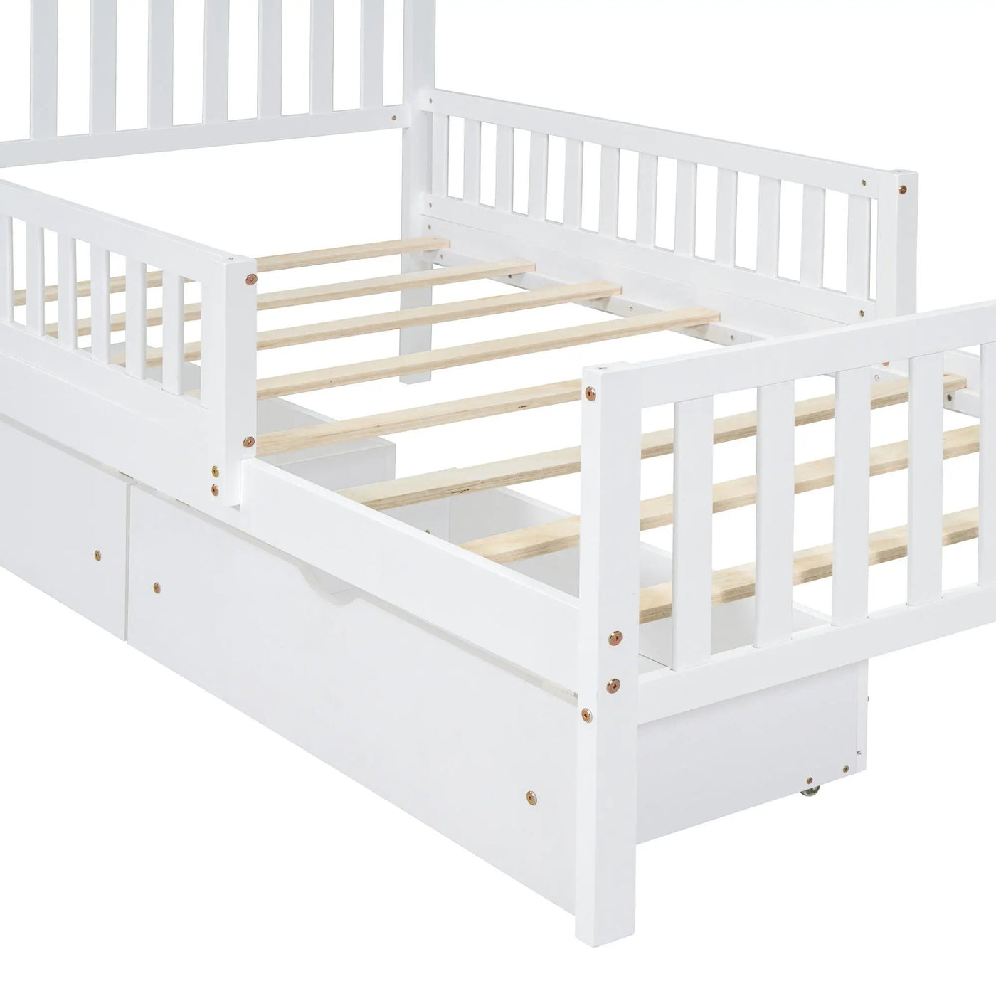 Platform Bed With Guardrails On Both Sides And 2 Storage Drawers by HouseOfZazla