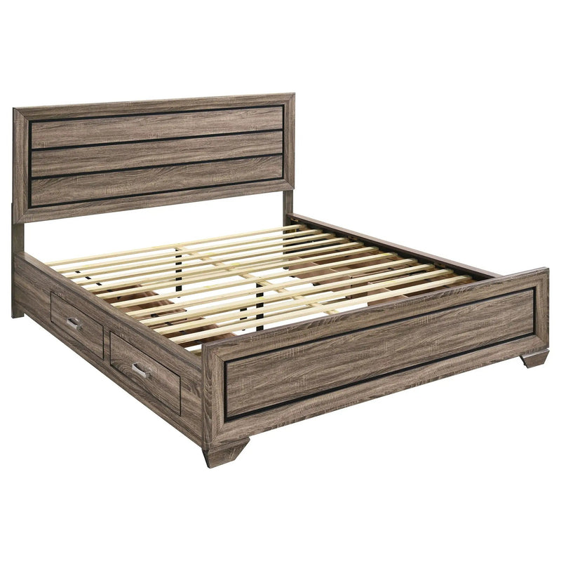 Kauffman Wood California King Storage Panel Bed Washed Taupe by Unique Piece Furniture