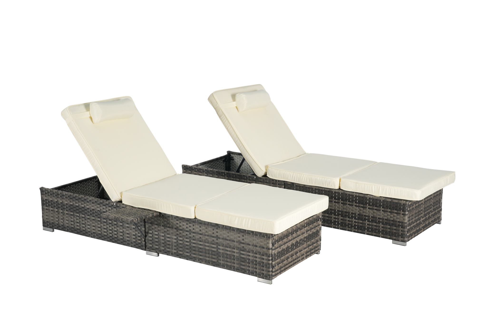 Outdoor Chaise Lounge Chair Set of 2 with Storage and Cushions by HouseOfZazla