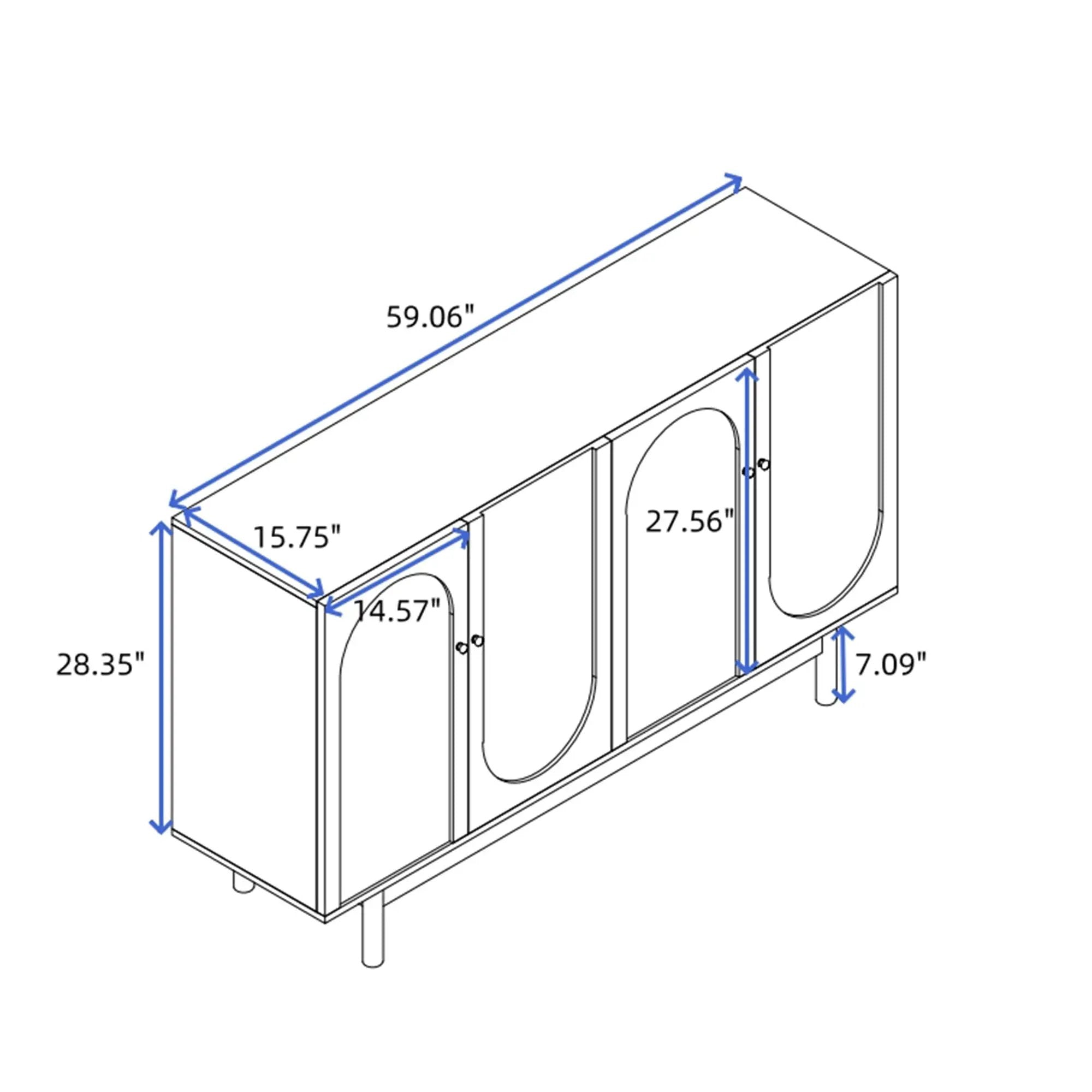 4 Door Storage Cabinet For Living Room - White by HouseOfZazla