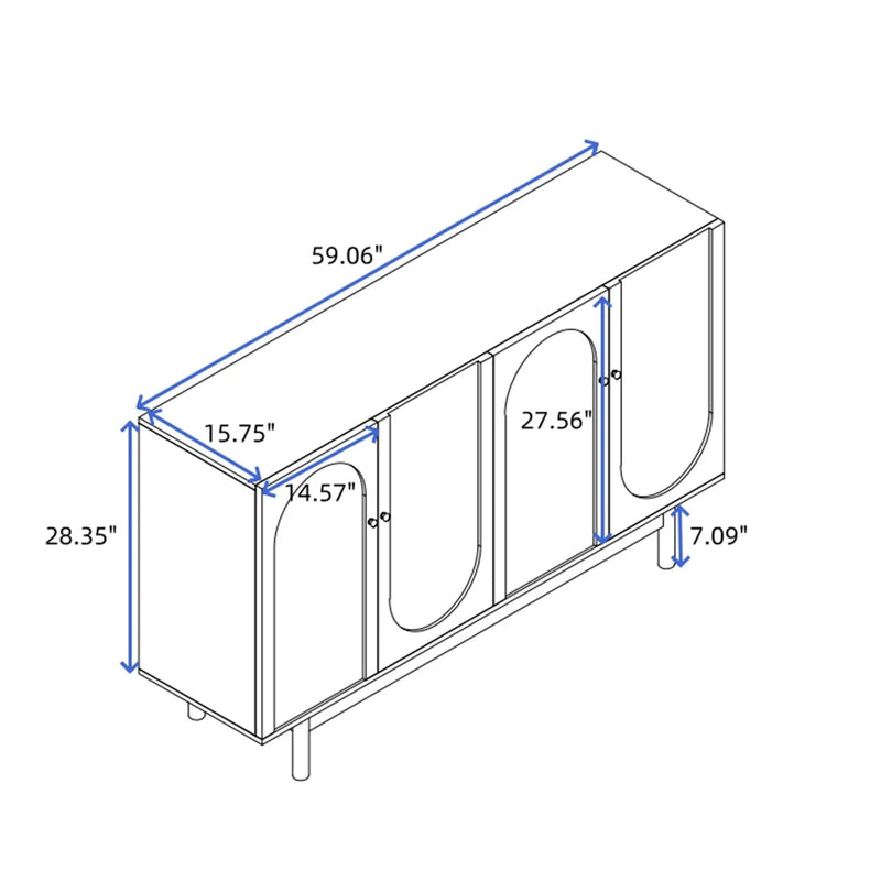 4 Door Storage Cabinet For Living Room - White by HouseOfZazla