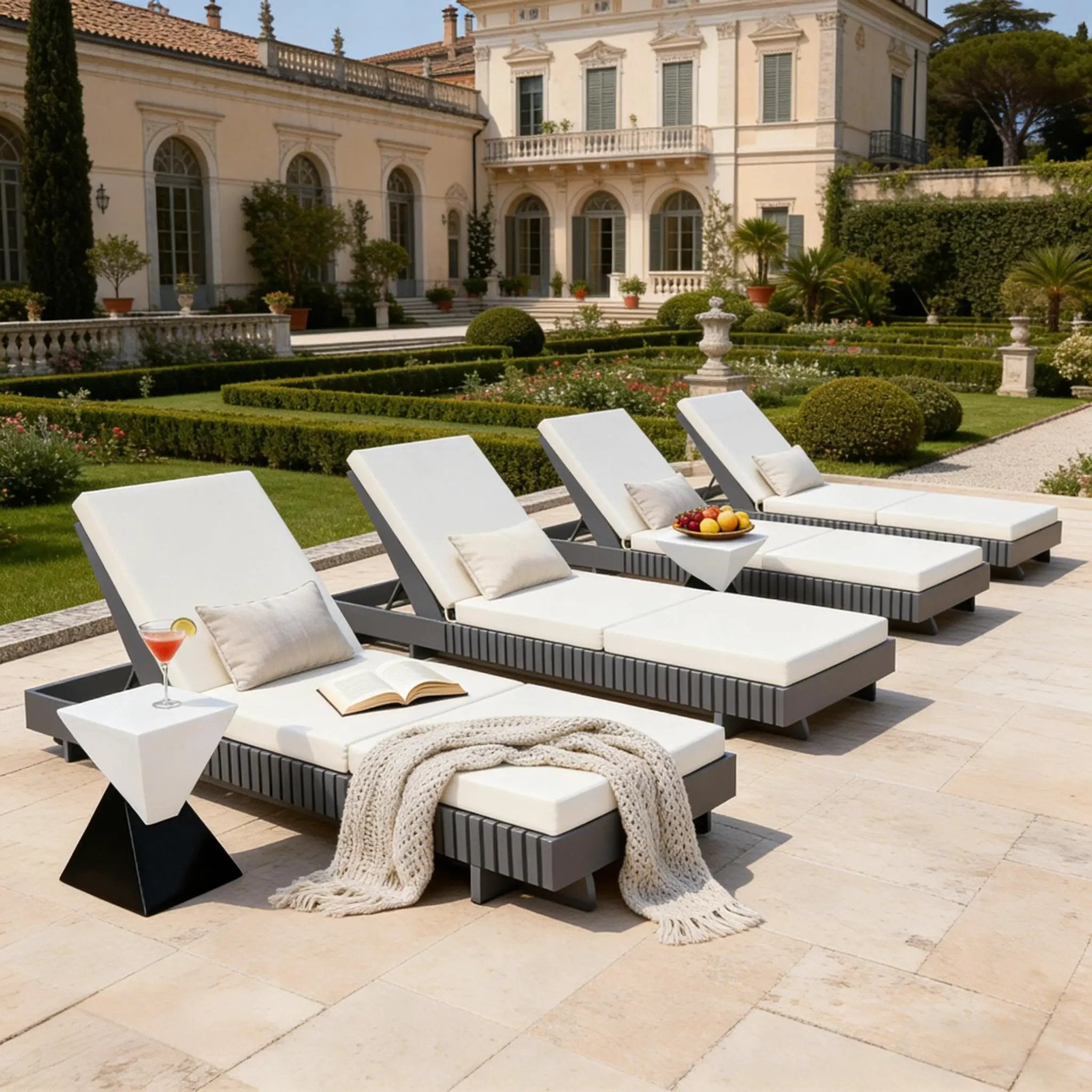 Dark Acacia Wood Chaise Lounge by HouseOfZazla
