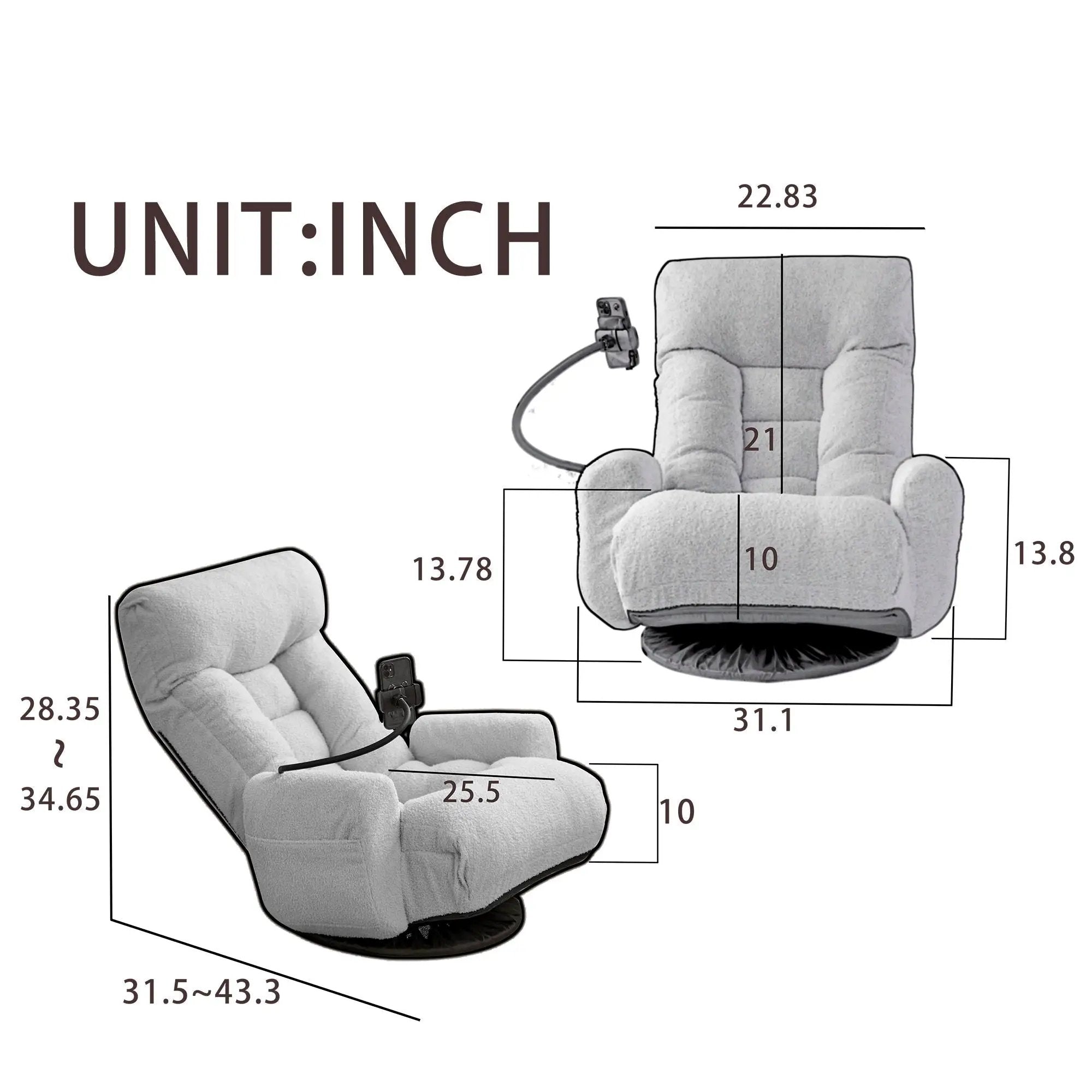 Adjustable Swivel Lounge Chair With 360 Degree Rotating Seat And Headrest Support by HouseOfZazla