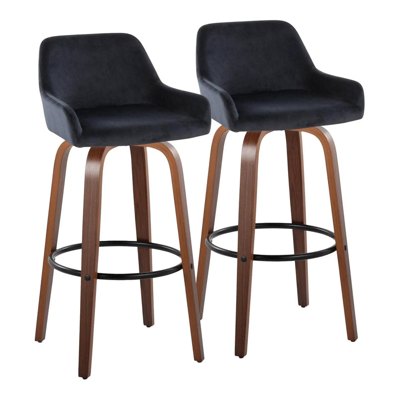Daniella - Contemporary Fixed Height, Barstool & Swivel And Round Footrest (Set of 2) by HouseOfZazla