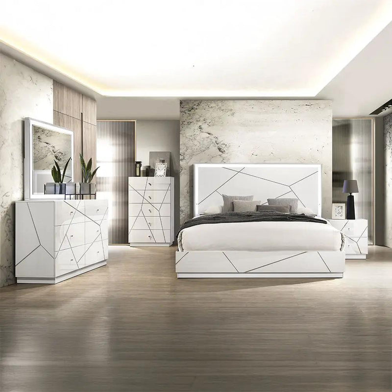 Esther - Mirror With LED - White / Silver by Unique Piece Furniture