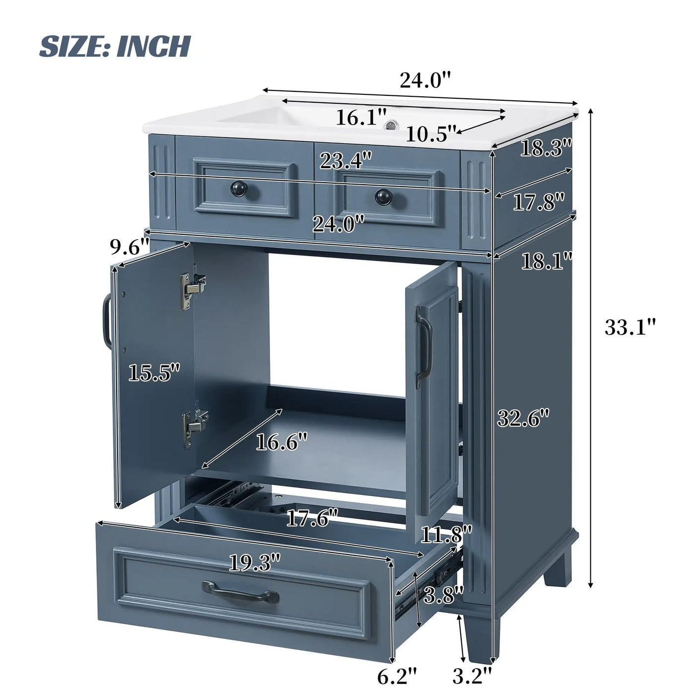 Bathroom Vanity With Sink, Storage Cabinet by Unique Piece Furniture