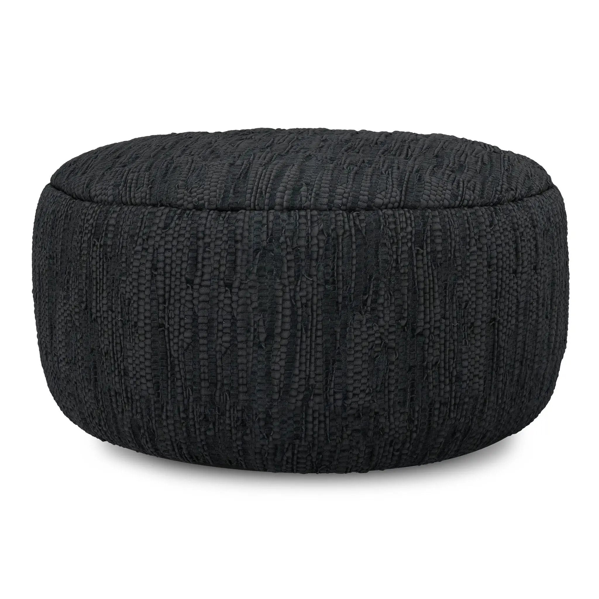 Fredrik - Round Pouf - Black by HouseOfZazla