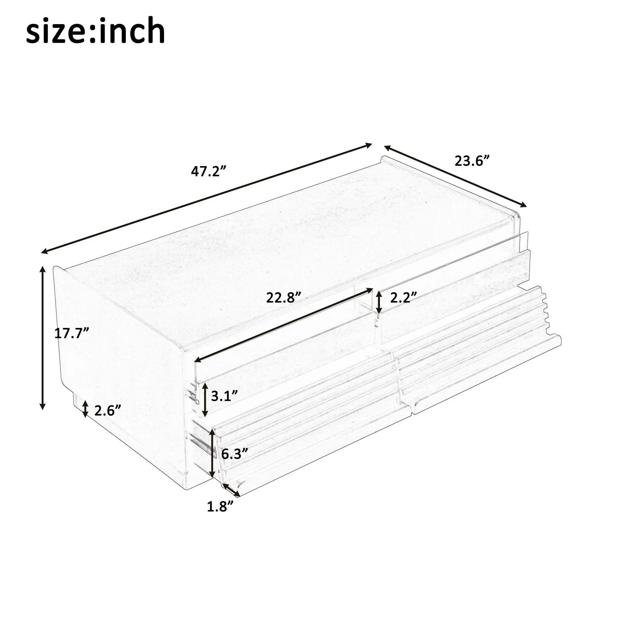 Modern Rectangle Coffee Table With 4 Drawers And 2 Display Shelves by Unique Piece Furniture