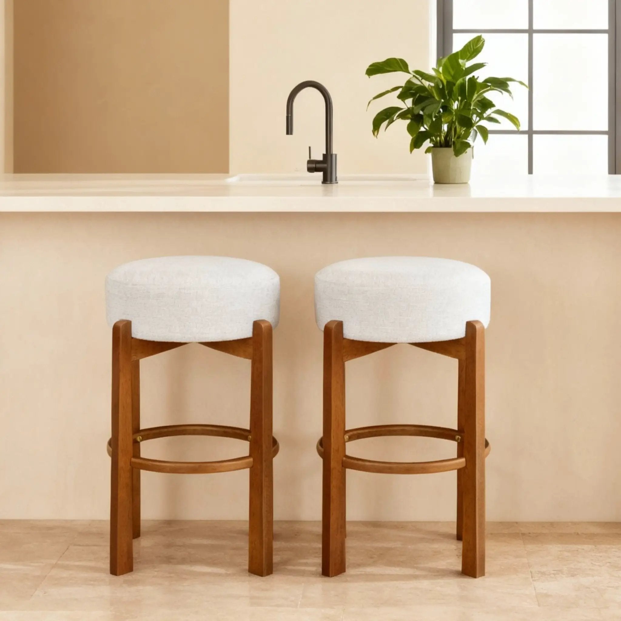 Vera Indoor Wooden Upholstered Barstool by HouseOfZazla