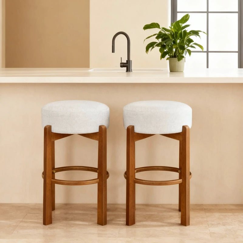 Vera Indoor Wooden Upholstered Barstool by HouseOfZazla