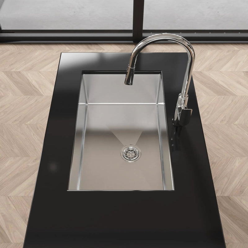 Stainless Steel Kitchen Sink, 30″x19″ Drop In Single Bowl, Undermount Handmade Sink in Brushed Nickel by HouseOfZazla