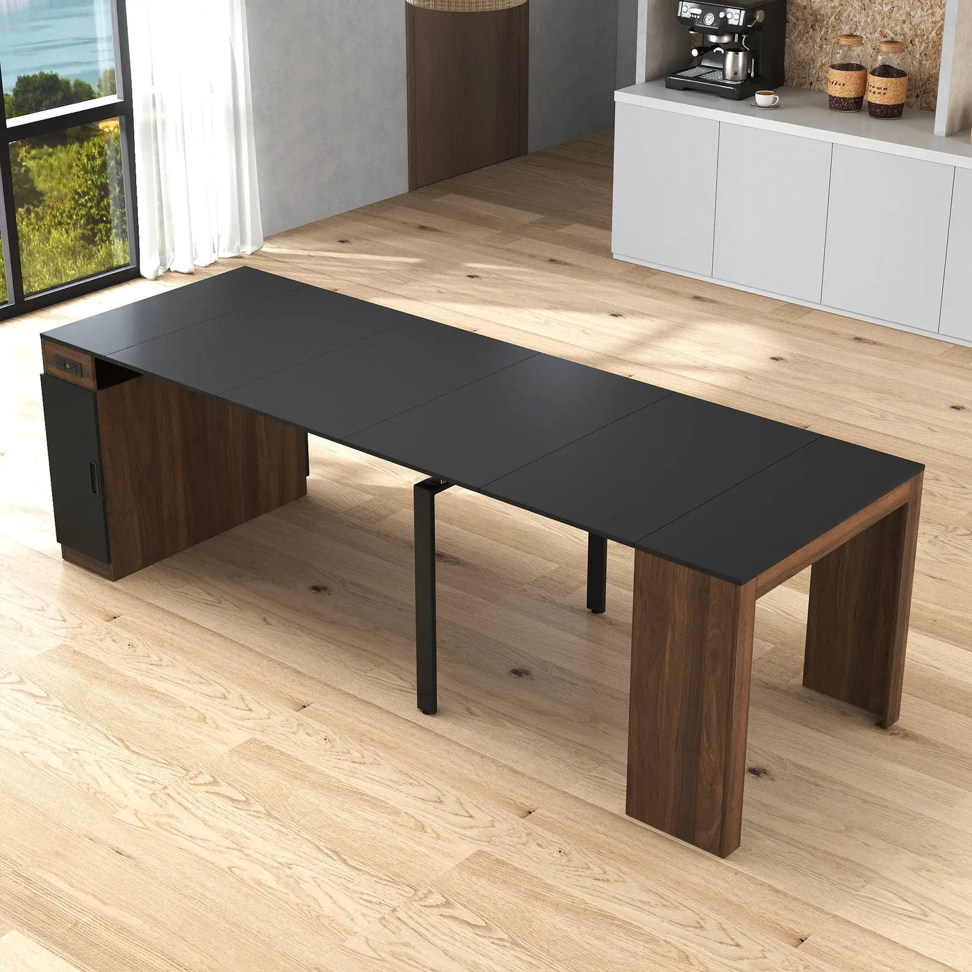 Modern Multifunctional Extendable Dining Table with Outlet by HouseOfZazla