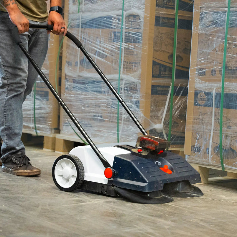 22" Battery Powered Push Sweeper With Double Brush System 18V Lithium-Ion by Tomahawk Power