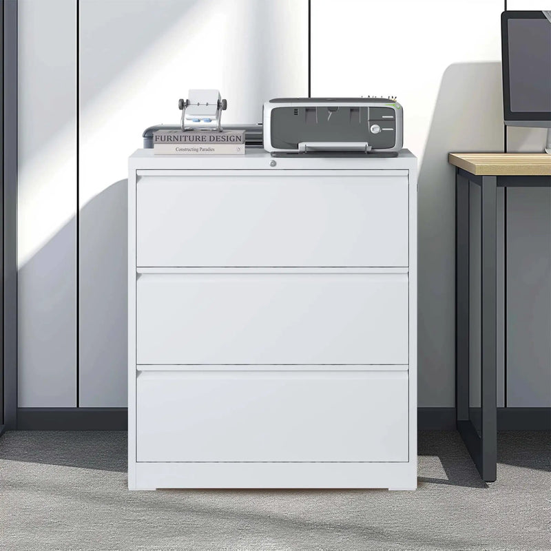 Lateral File Cabinet, Locking Heavy Duty, Anti-Tip Safety Interlock, Vertical Storage For Letter/Legal/A4 Files by Unique Piece Furniture