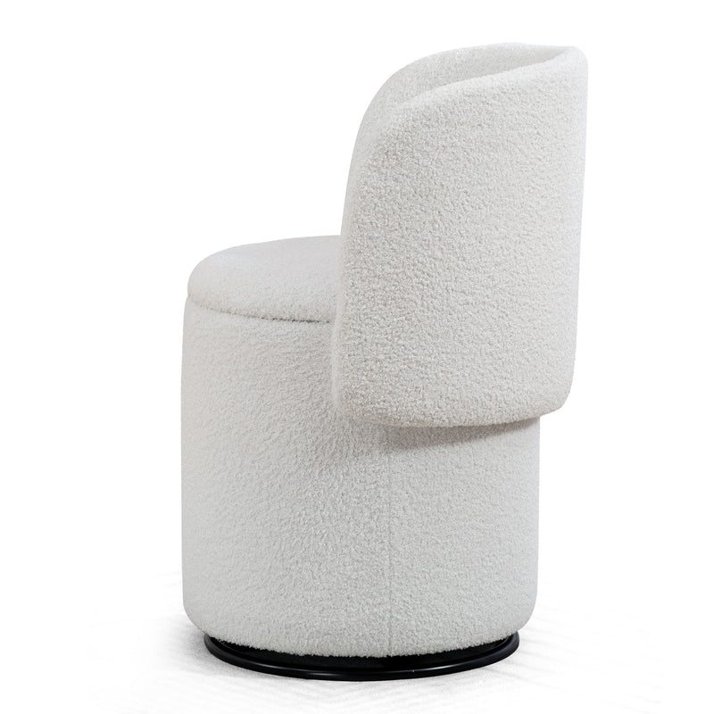 Barrel Chair & Built In Storage, 360° Swivel - Beige by HouseOfZazla