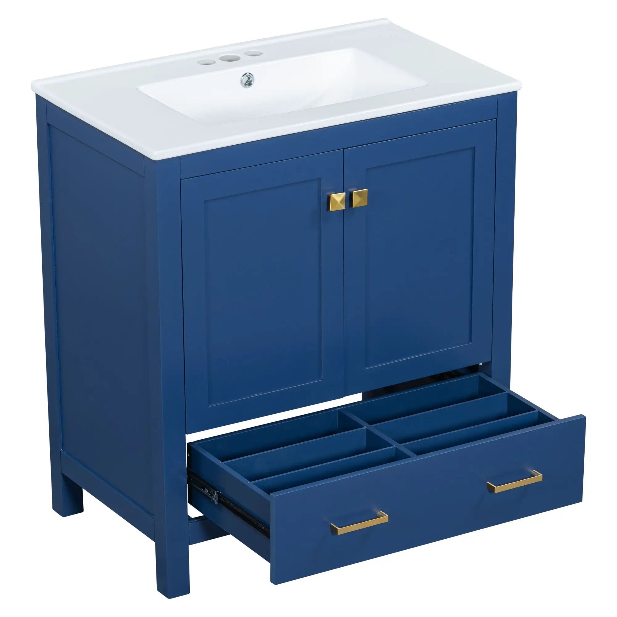 Bathroom Vanity With Single Sink, Combo Cabinet Undermount Sink, Bathroom Storage Cabinet With Two Doors And A Drawer, Soft Closing, Multifunctional Storage, Solid Wood Frame by HouseOfZazla
