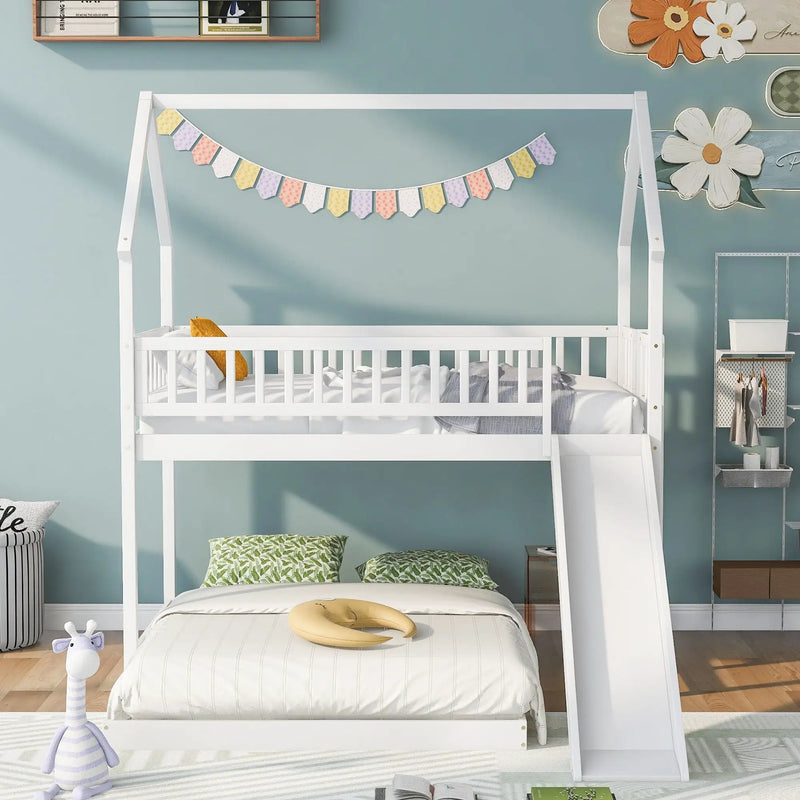 House Bunk Bed With Slide And Built In Ladder by Unique Piece Furniture