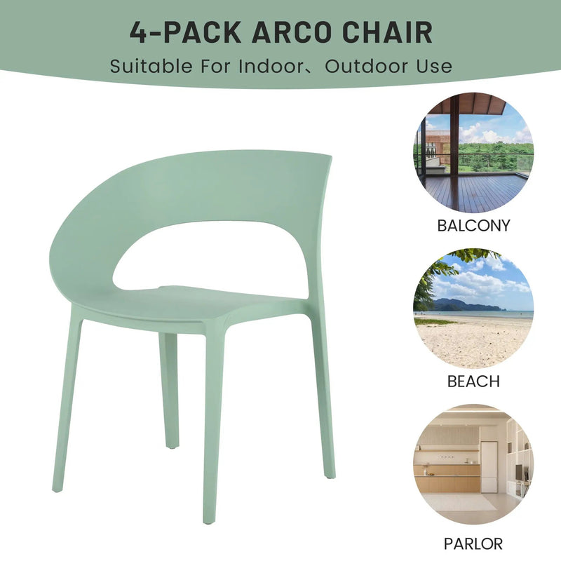 4 Piece Set Of Modern Designed Single Chairs With Folding Square Table