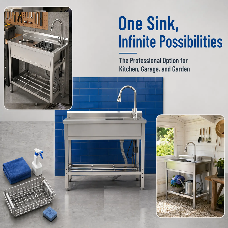 Stainless Steel Utility Sink, Freestanding Sink 2 by HouseOfZazla