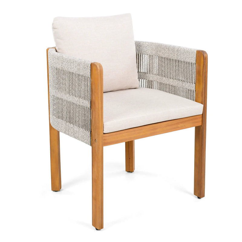 7 Piece Outdoor Dining Set With Table And 6 Chairs - Beige / Teak / White by HouseOfZazla