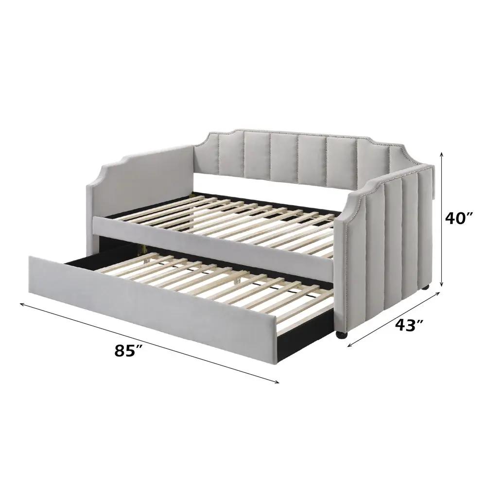 Peridot - Twin Daybed With Trundle - Dove Gray Velvet by Unique Piece Furniture