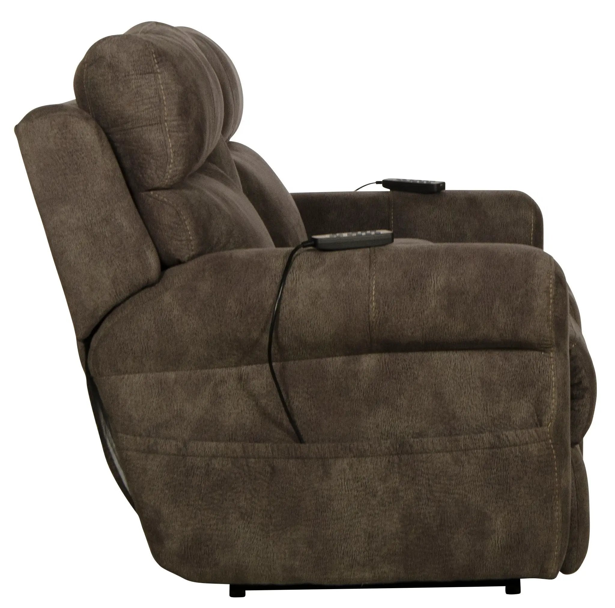 Tranquility - Power Headrest Power Lay Flat Reclining Cons Loveseat With CR3 Heat / Massage / Lumbar - Pewter by Unique Piece Furniture