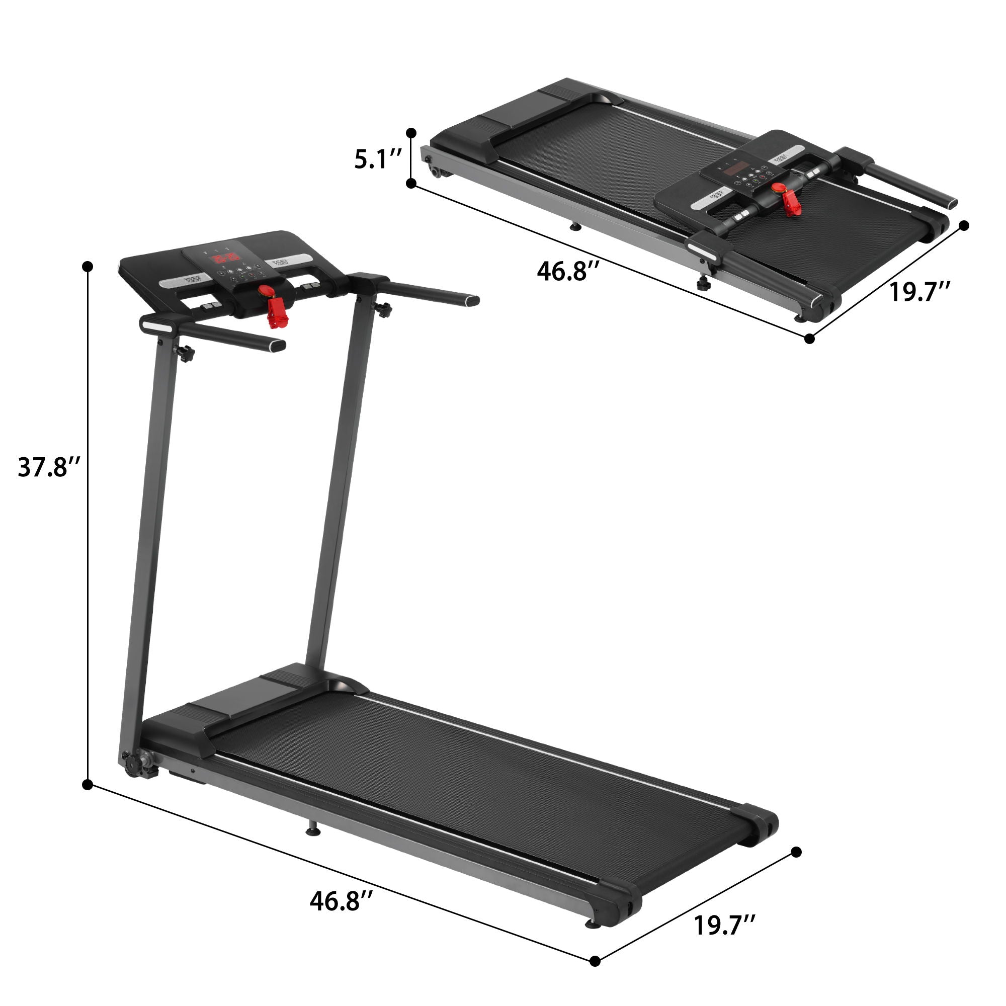 Folding Walking Pad Treadmill For Home With Incline 0.5 7.5Mph - Black by HouseOfZazla