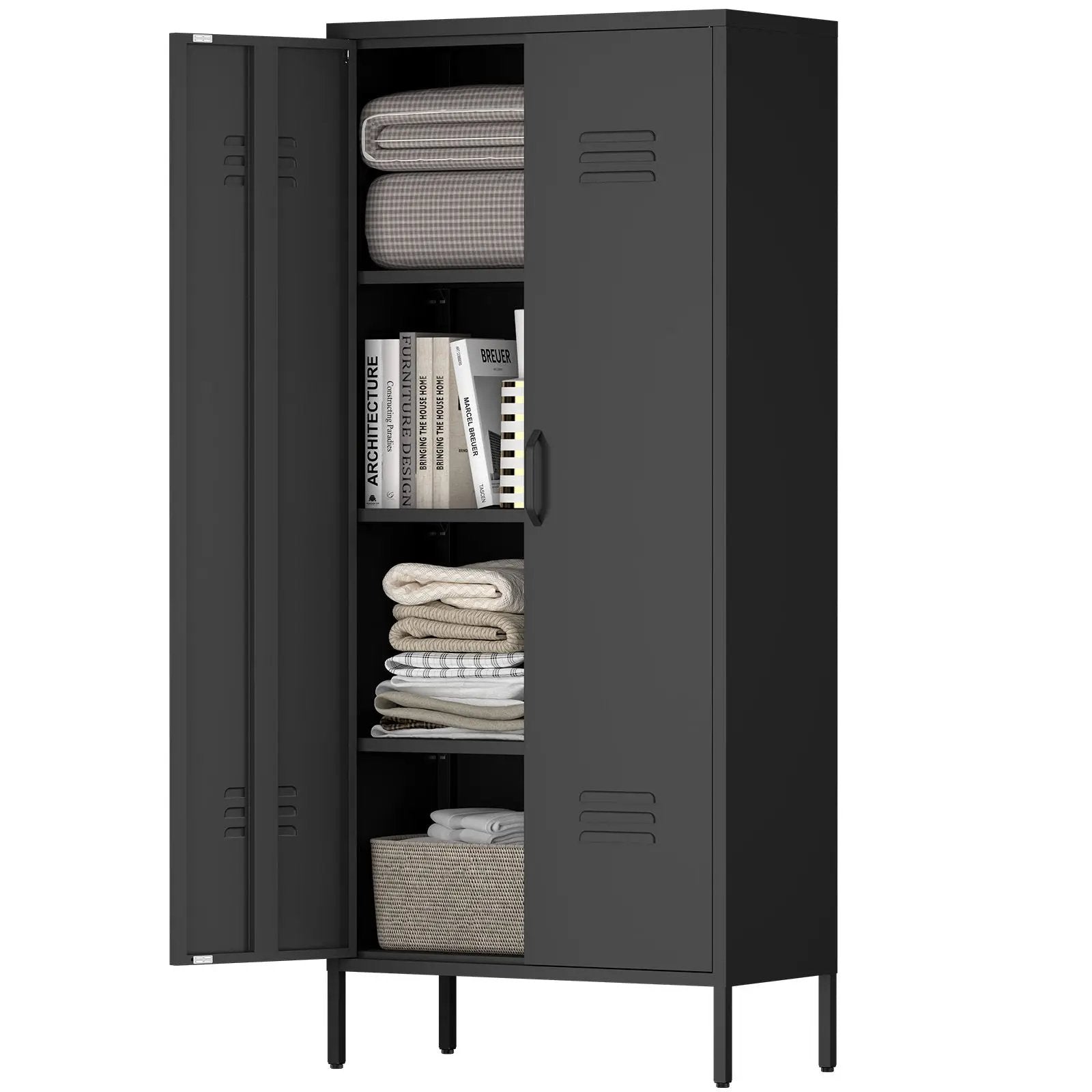 Modern Storage Cabinet With Adjustable Shelves, Magnetic Door Stopper by Unique Piece Furniture